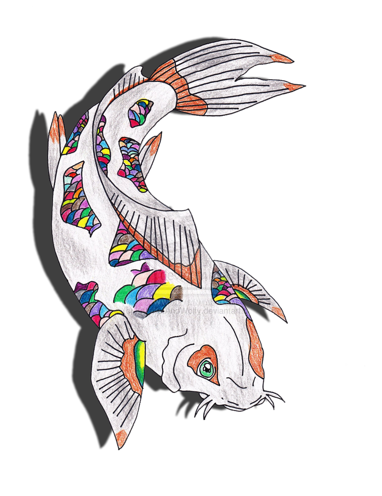 784x1019 Rainbow Koi Fish Drawing