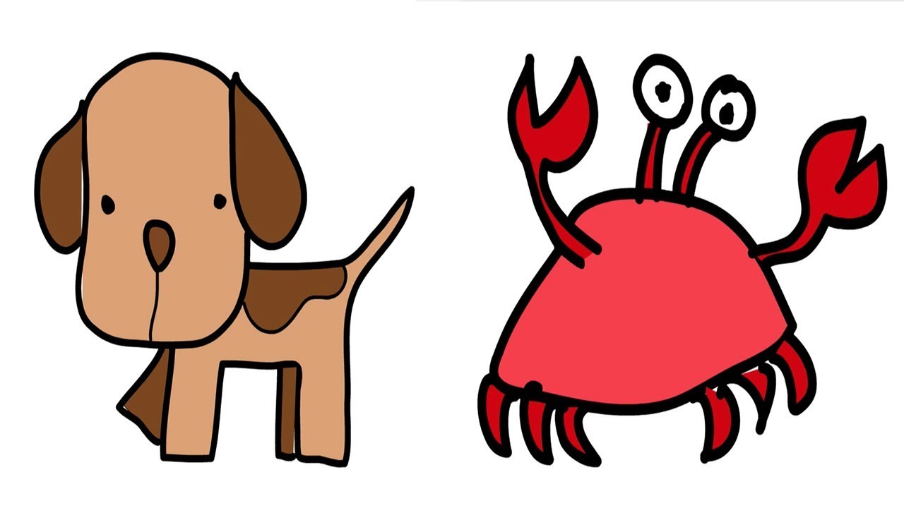 1280x720 How To Draw Cow, Fish, Goat, Kid Dog, Tiger, Crab Drawing Animals
