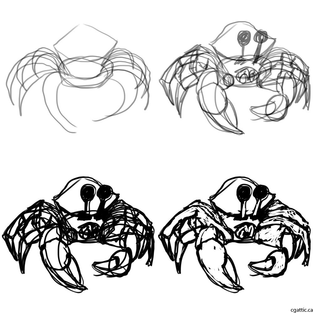 1000x1000 Crab Cartoon Drawing In Steps With Photoshop