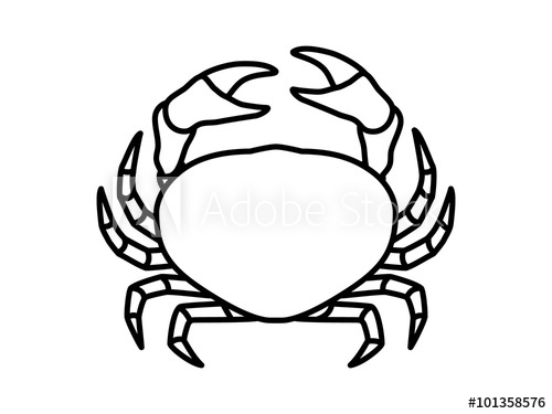 500x375 crab or crustacean line art icon for food apps and websites