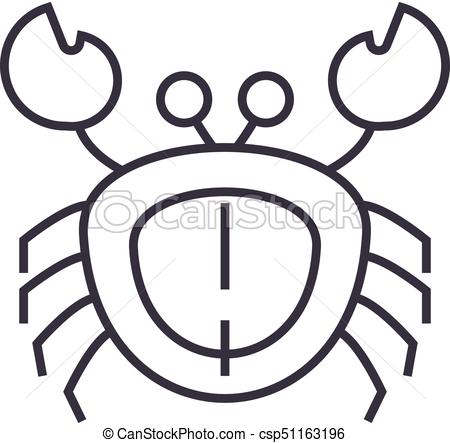 450x443 Crab Vector Line Icon, Sign, Illustration On Background, Editable
