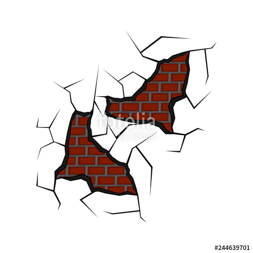 500x500 Isolated Brick Wall Cracked Vector Illustration Design Stock