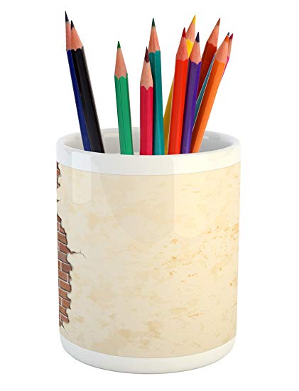 421x550 lunarable yellow and brown pencil pen holder, cracked
