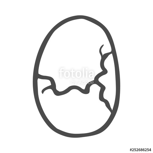 500x500 Freehand Drawn Cartoon Cracked Egg Vector Illustration Isolated