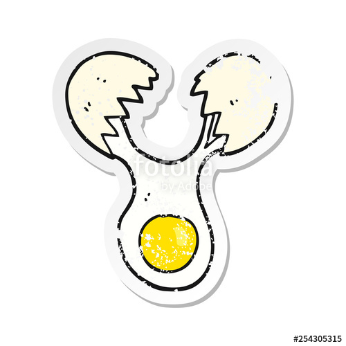 500x500 Retro Distressed Sticker Of A Cartoon Cracked Egg Stock Image