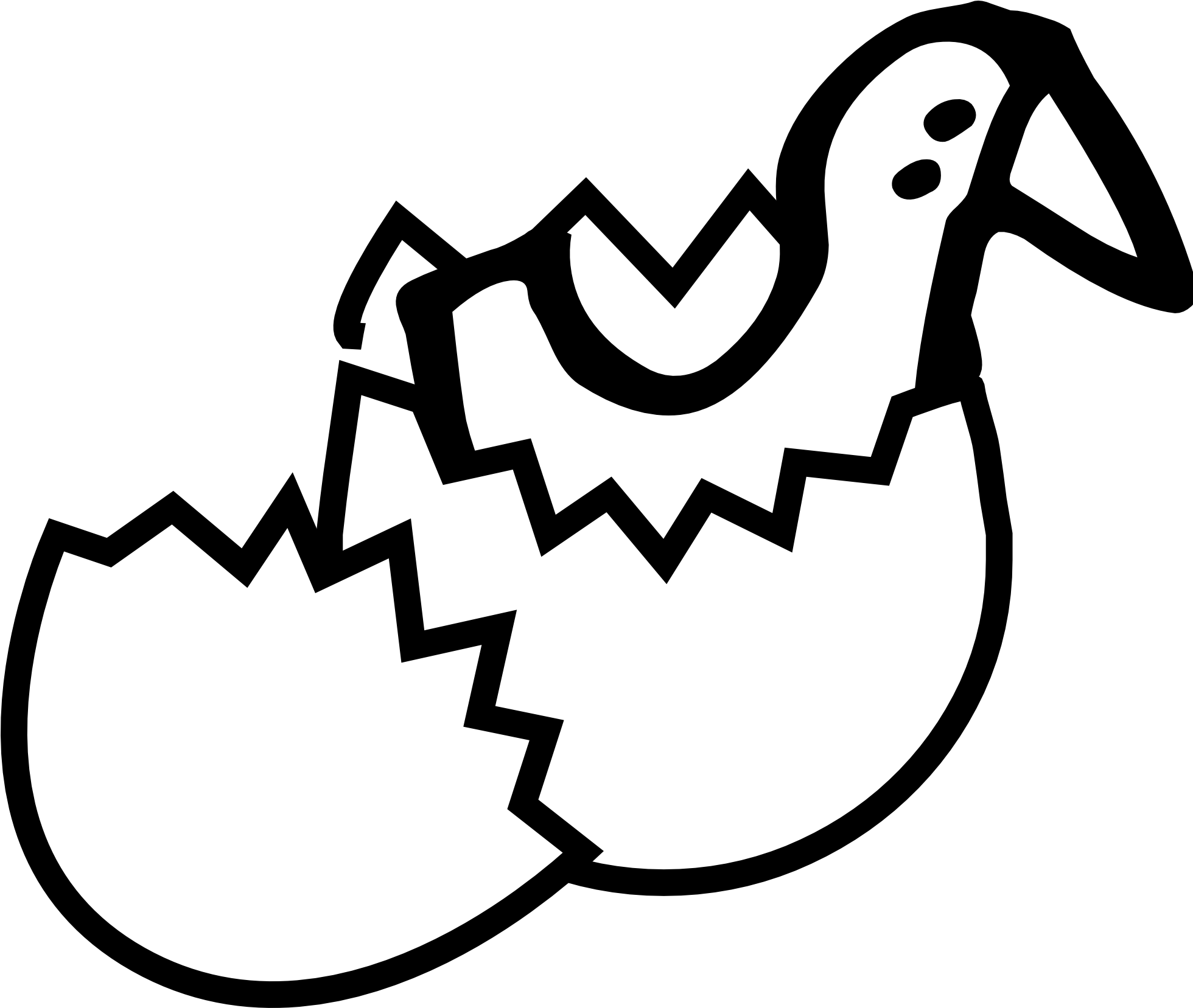 1960x1657 Chick From Egg Black White Line Easter