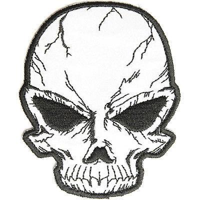 400x400 embroidered reflective cracked skull iron on sew on patch patchers