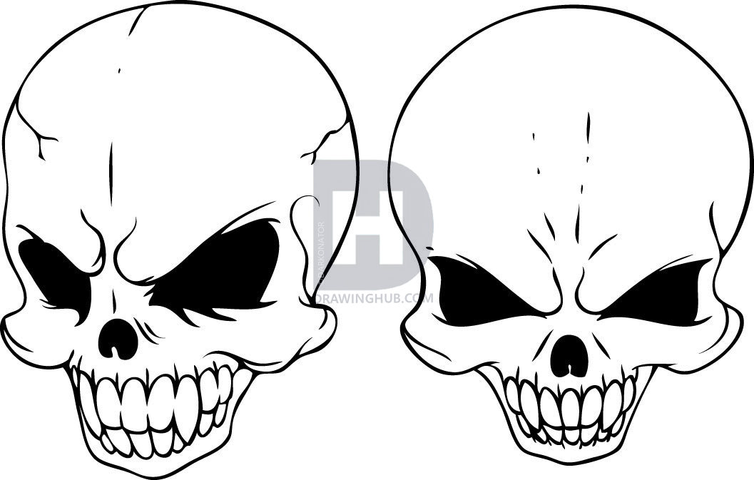 1057x673 How To Draw Skull Heads, Step
