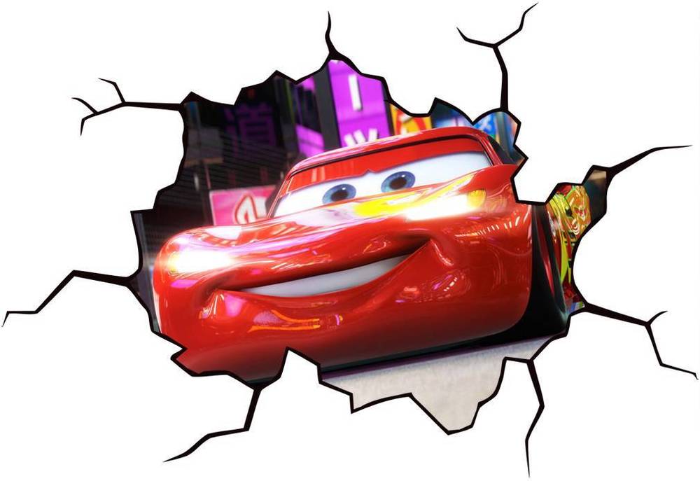 1000x687 Lightning Mcqueen Cracked Wall Effect Decal Wall Sticker Decor Art