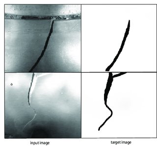 320x320 example input and target images for large cracks on a concrete