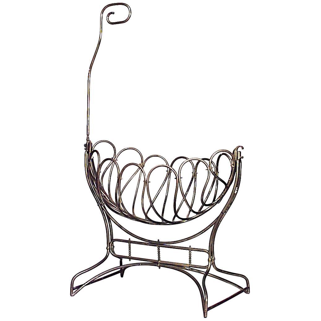 1037x1037 austrian brass bentwood style century cradle with canopy