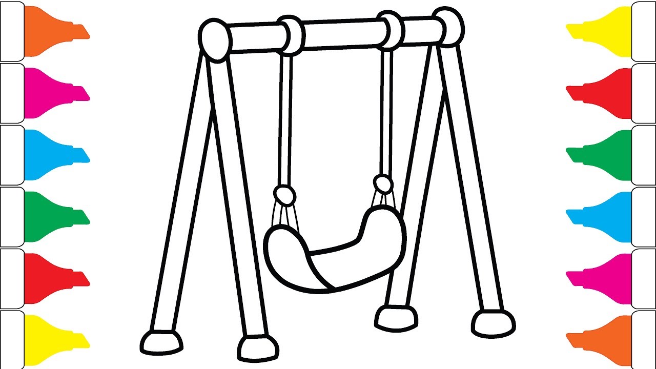 1280x720 swing cradle coloring and drawing for kids, toddlers drawing