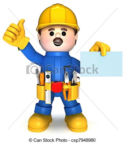 411x470 fully equiped craftsman mascot stock illustration