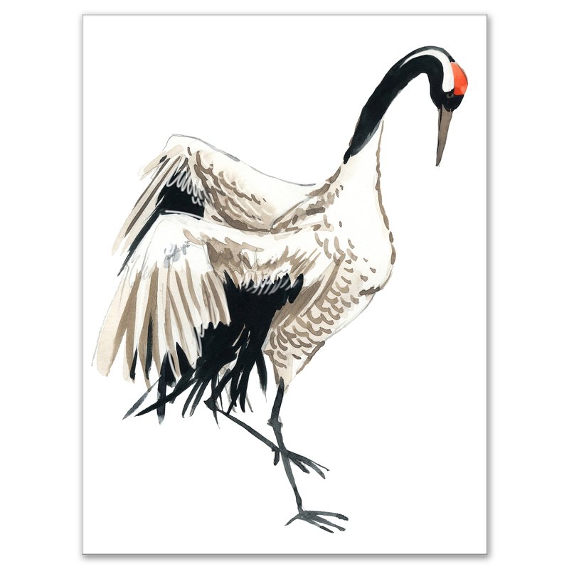 800x800 East Urban Home 'crane Bird' Watercolor Painting Print On Wrapped