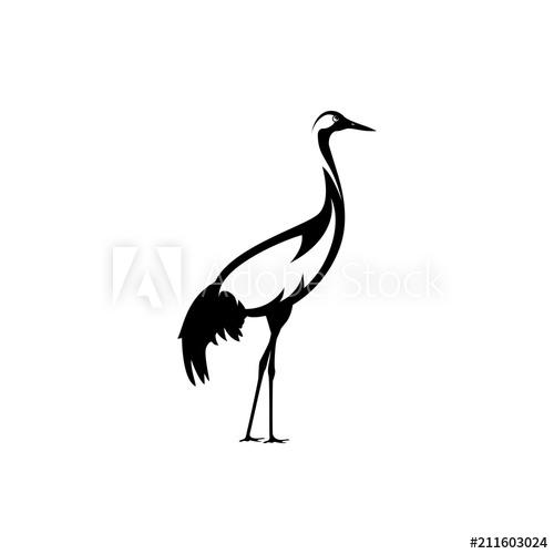 500x500 Vector Crane Bird Silhouette
