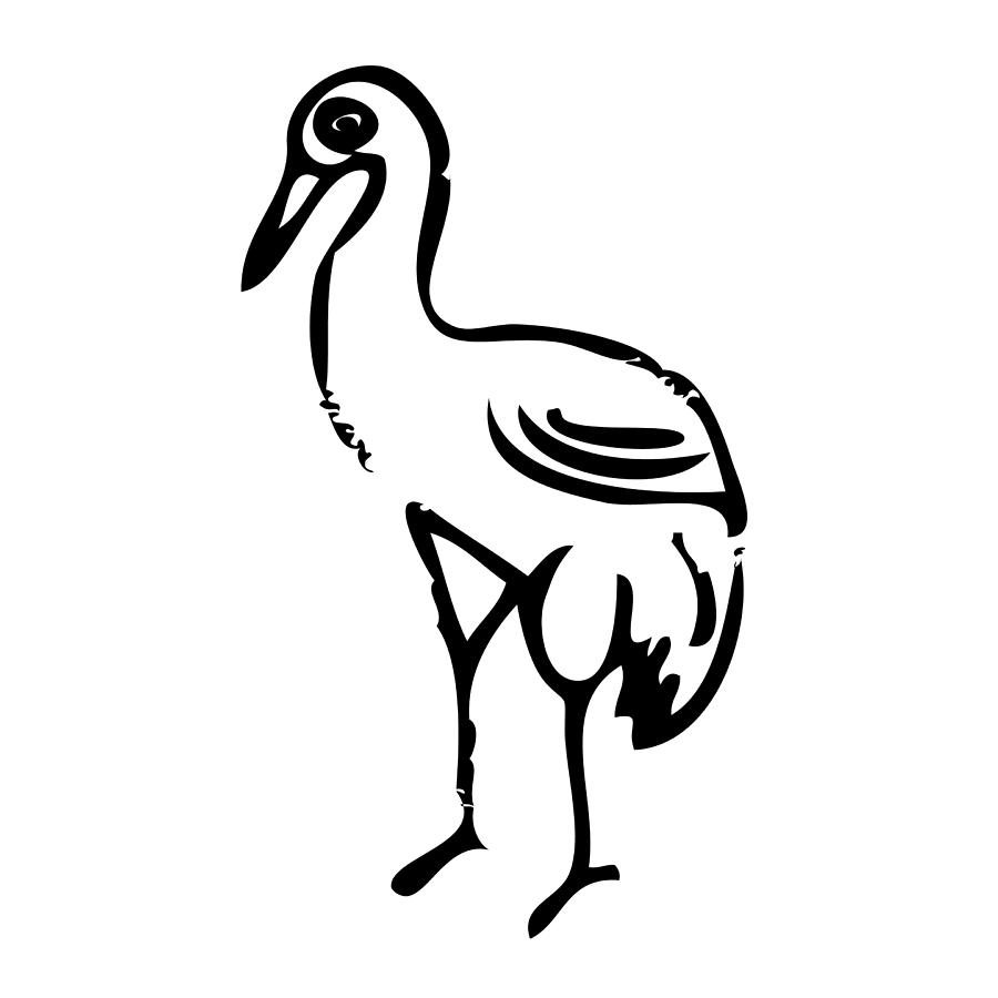 900x900 Crane Bird Drawing