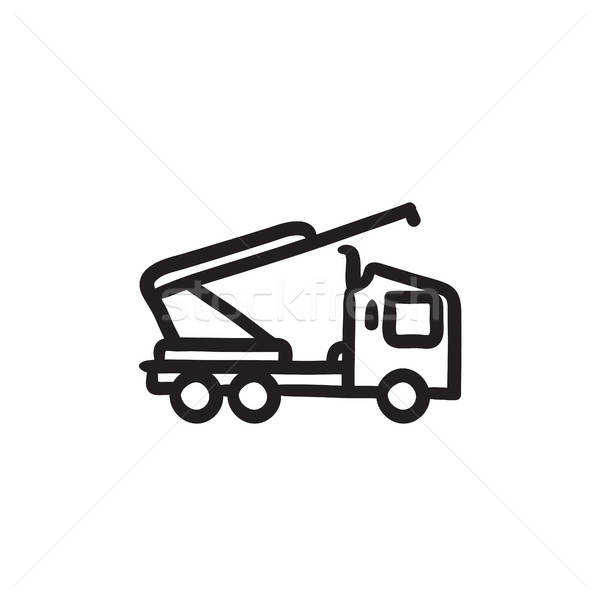 600x600 Machine With A Crane And Cradles Sketch Icon Vector Illustration
