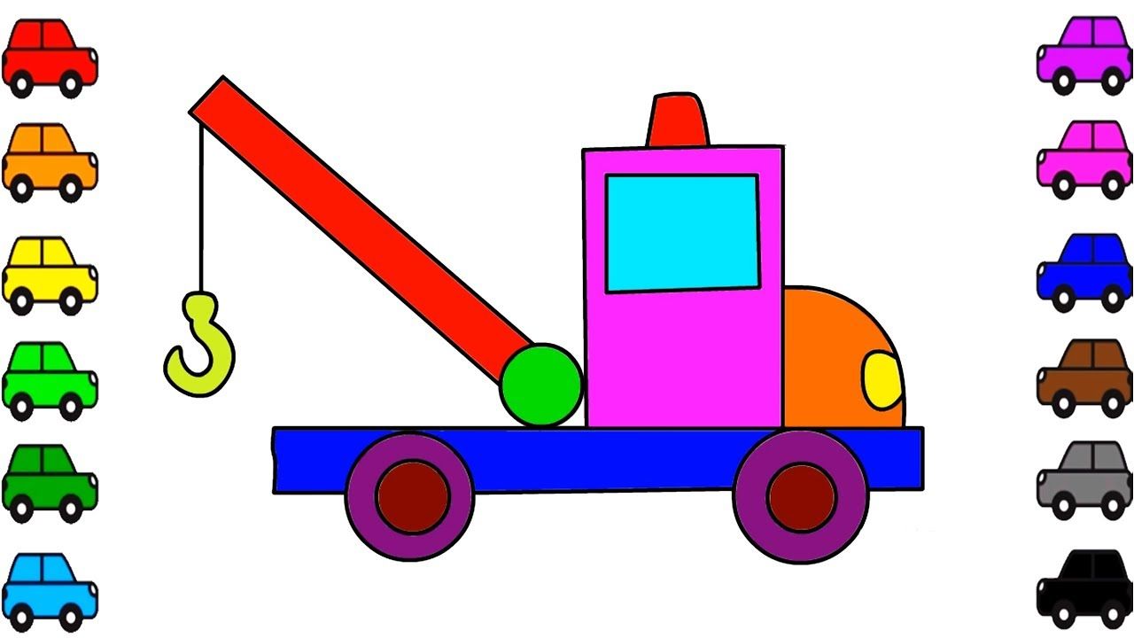 1280x720 Colors Crane Truck Coloring Pages Coloring And Drawing Learn