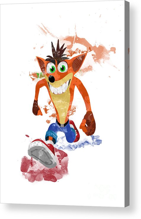 476x740 Crash Bandicoot Digital Watercolor Art Acrylic Print