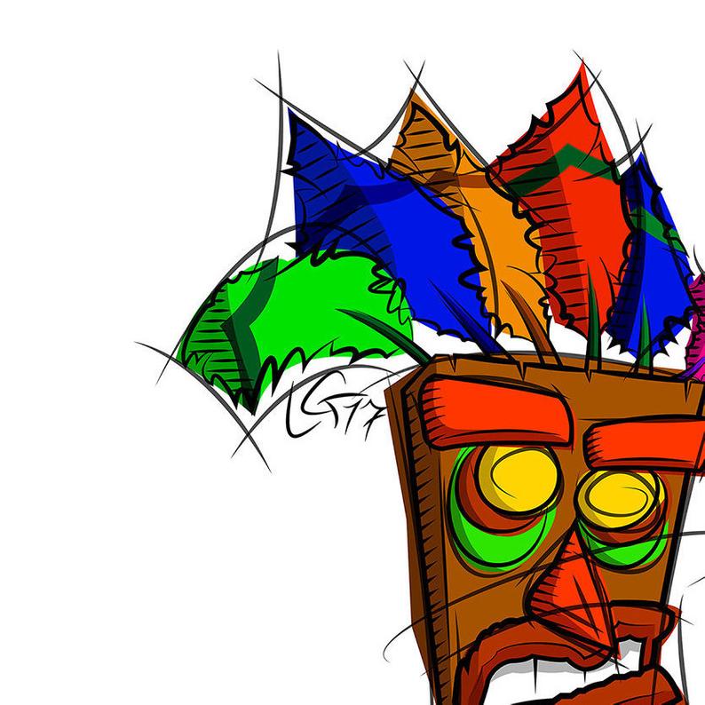 794x794 Aku Aku From Crash Bandicoot Digital Drawing Instant Etsy