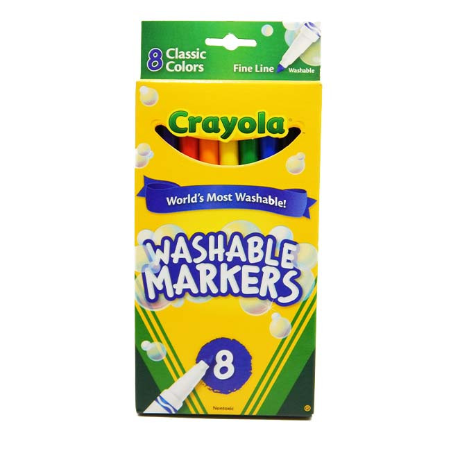 650x650 crayola washable fine line markers, classic colors, set