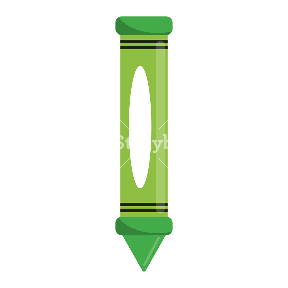 1000x1000 Crayon Drawing Utensil Cartoon Isolated Green Royalty Free Stock