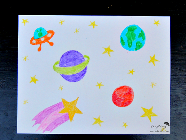 600x450 Space Art Crayon Resist