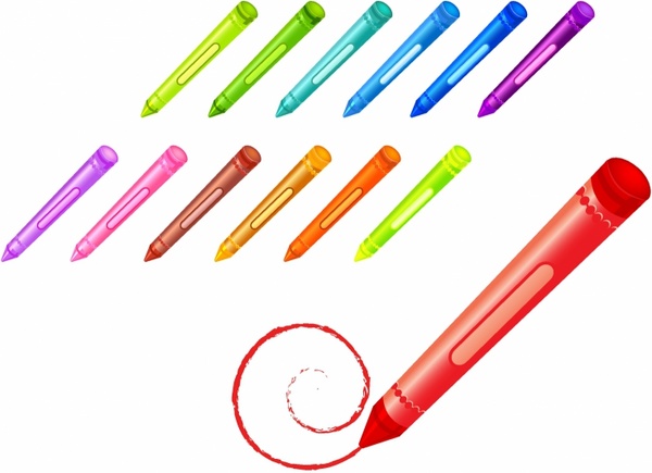 600x435 Drawing Crayons Free Vector In Adobe Illustrator