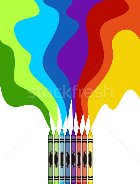 456x600 Large Colored Crayons Drawing A Rainbow Art Vector Illustration