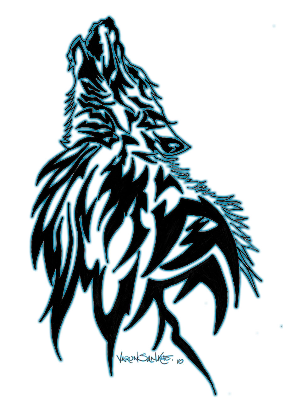 900x1314 Crazy Tribal Wolf Head Tattoo Design