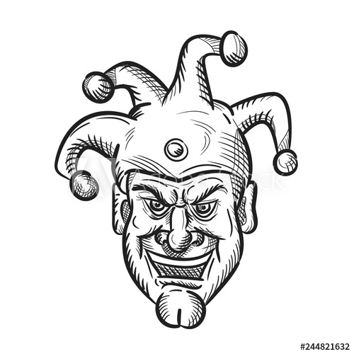 500x500 Drawing Sketch Style Illustration Of Head Of A Crazy Medieval