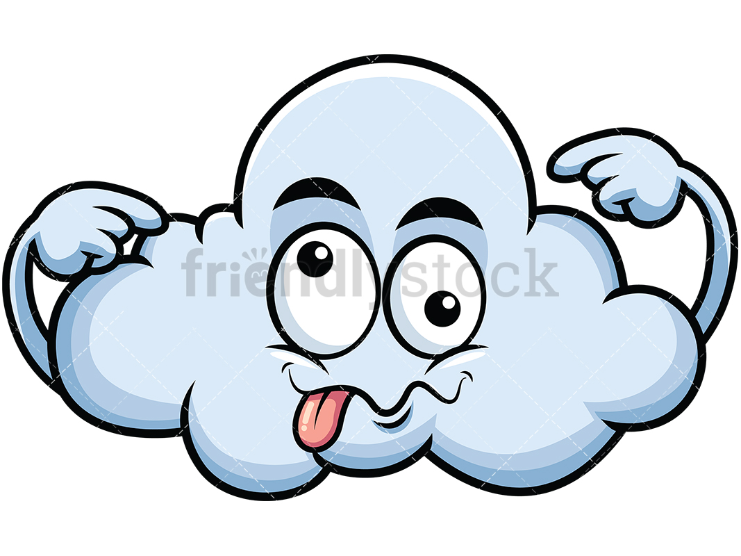 1067x800 Goofy Crazy Eyes Cloud Emoji Cartoon Vector Clipart