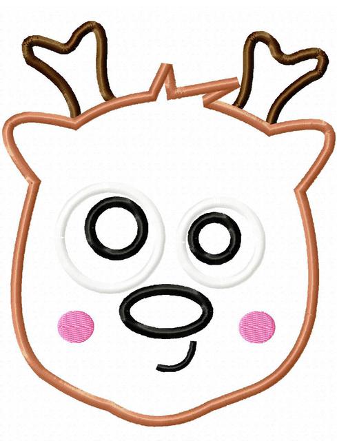 489x640 Reindeer With Crazy Eyes Applique Design