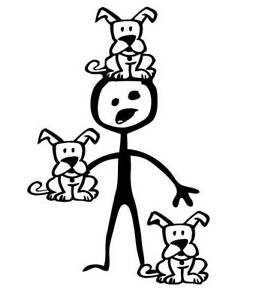 253x300 Stick Figure Family Car Vinyl Decal Sticker Crazy Dog Man Animal