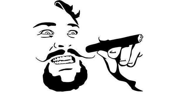 600x350 Crazy Cigar Guy Meme Vinyl Decal Sticker Wide