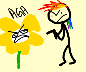 300x250 Crazy Hair Person Shooting Flowey