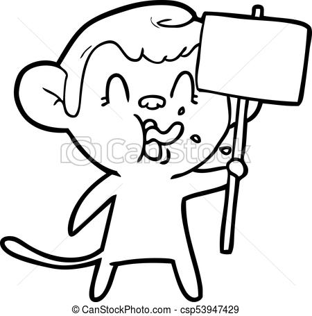 450x455 Crazy Cartoon Monkey With Sign