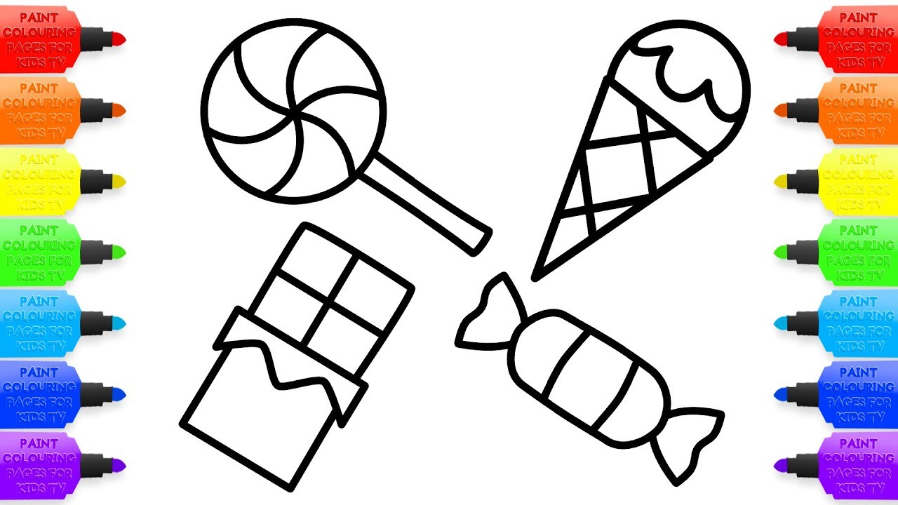 1280x720 Drawings For Kids To Paint How Draw Candies Lollipops Ice Cream