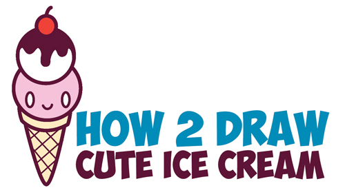 500x276 How To Draw Cute Kawaii Ice Cream Cone With Face On It