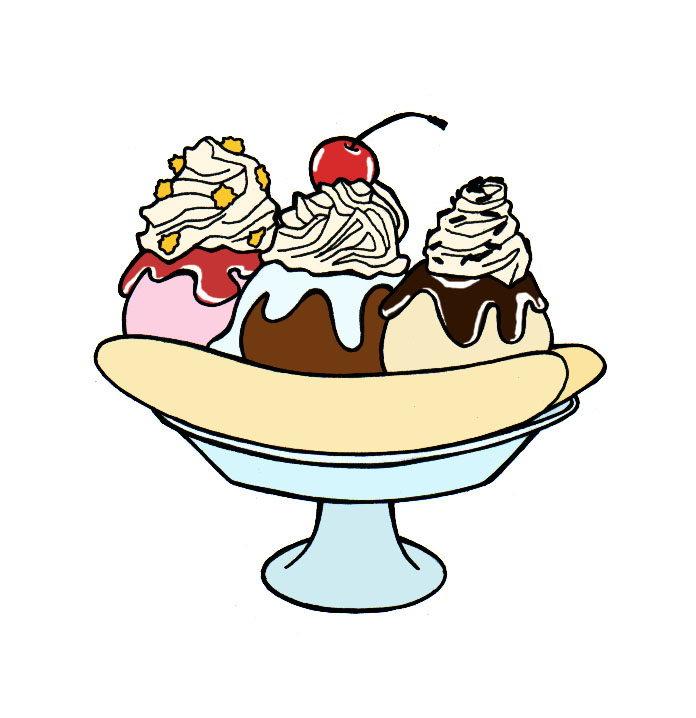 696x718 How To Draw A Banana Split Steps
