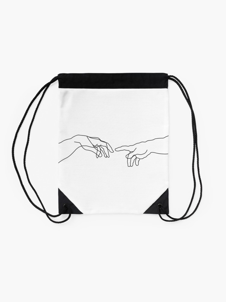 750x1000 Creation Of Adam Minimal Drawing Drawstring Bag