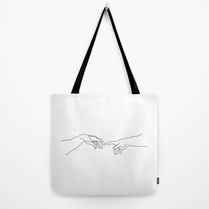 700x700 Creation Of Adam Minimal Drawing Tote Bag