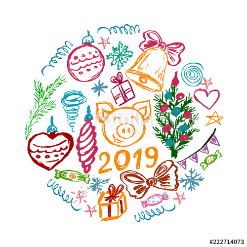 500x500 New Year New Year's Set Of Elements For Your Creativity