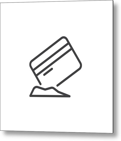 493x572 Credit Card With Cocaine Outline Icon Metal Print