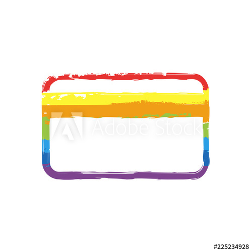 500x500 Simple Credit Card Icon Drawing Sign With Lgbt Style, Seven