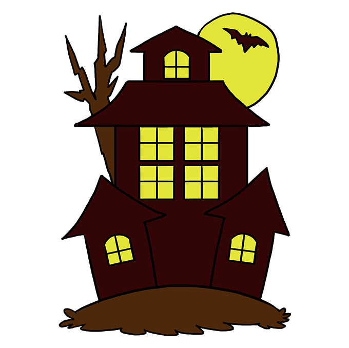 680x678 How To Draw A Haunted House