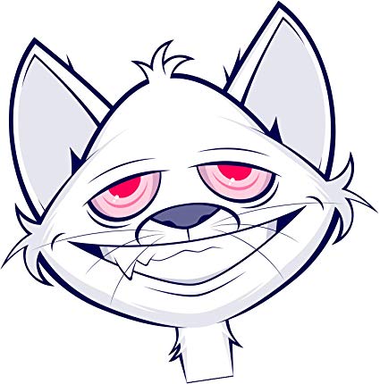 425x430 Creepy Red Eye High Zombie White Kitty Cat Cartoon