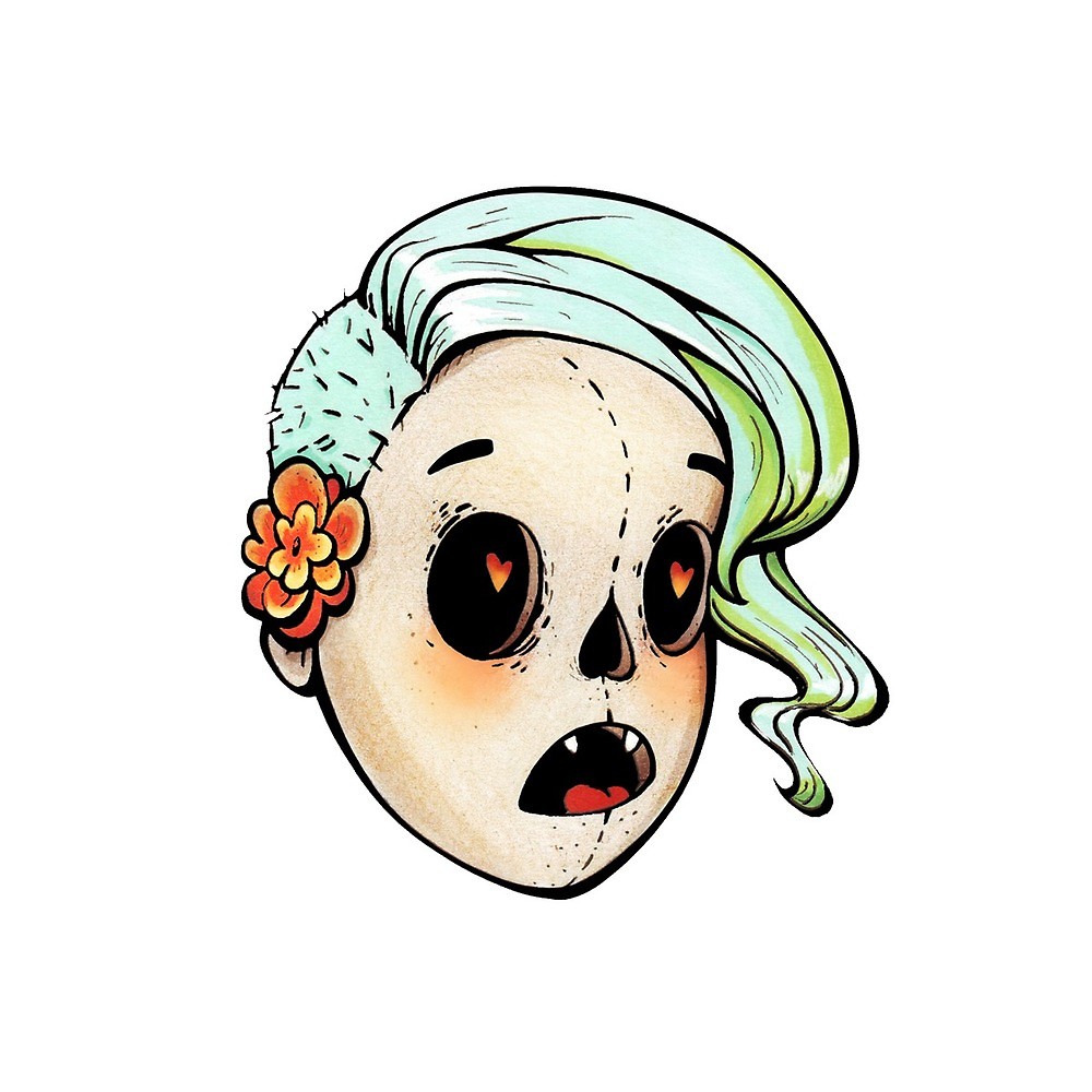 1000x1000 Creepy Cute Pastel Skull Girl