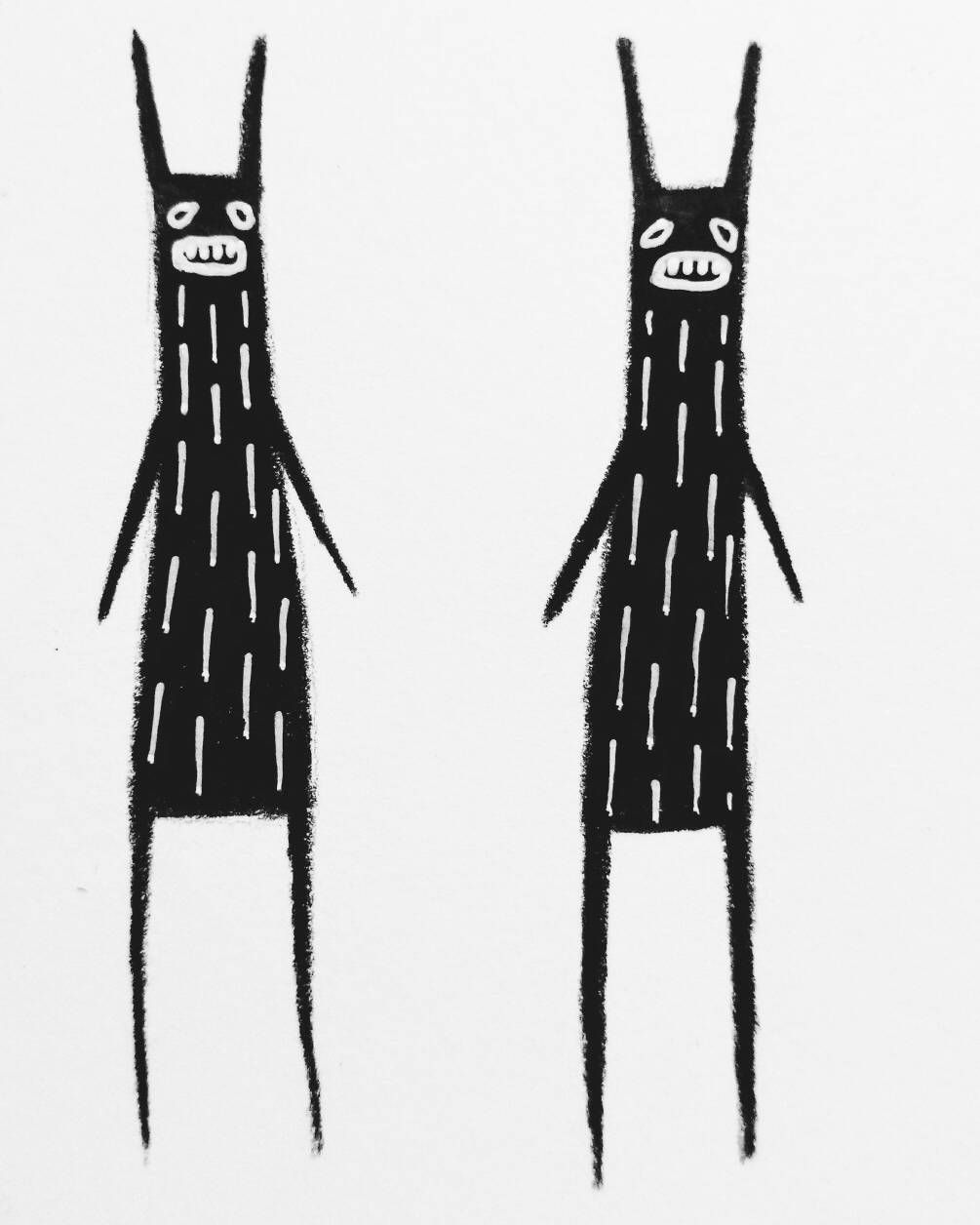 1005x1256 Monster Original Paintings Rabbits Aceo Outsider Folk Art