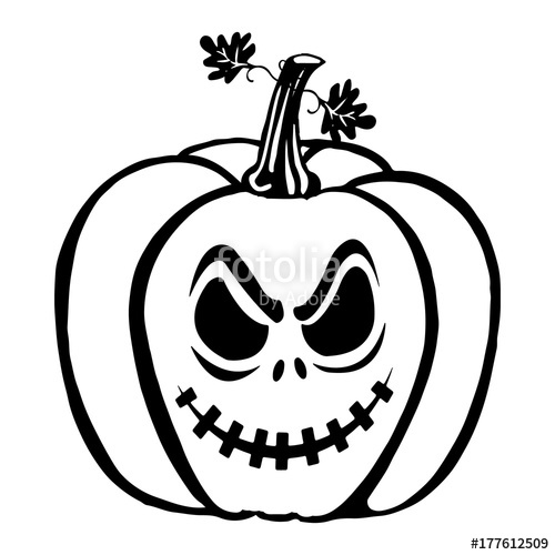 500x500 Halloween, Pumpkin Silhouette Drawing, On White Background, Stock